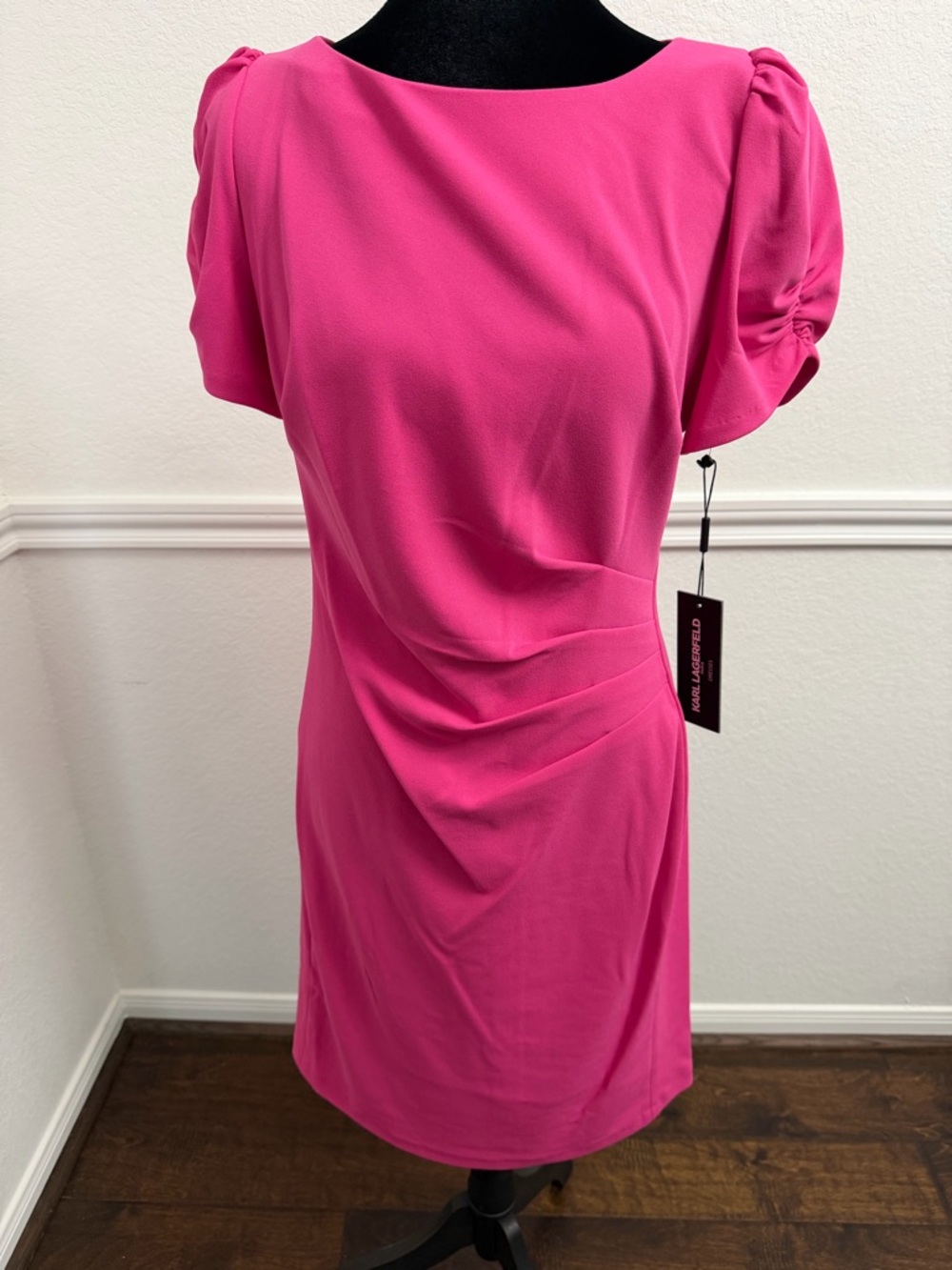 Side Ruched Scuba Crepe Sheath Dress - Picture 3 of 6
